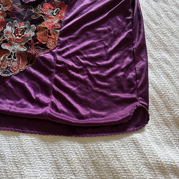 Vintage Purple Embroidery Lace Silky Babydoll Camisole Y2K Feminine Sensuous SzL - Picture 7 of 9